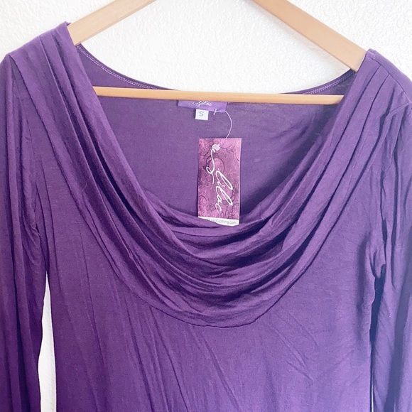 Lilac Deep Cowl Neck Purple Plum Long Sleeve Tunic - Picture 4 of 7